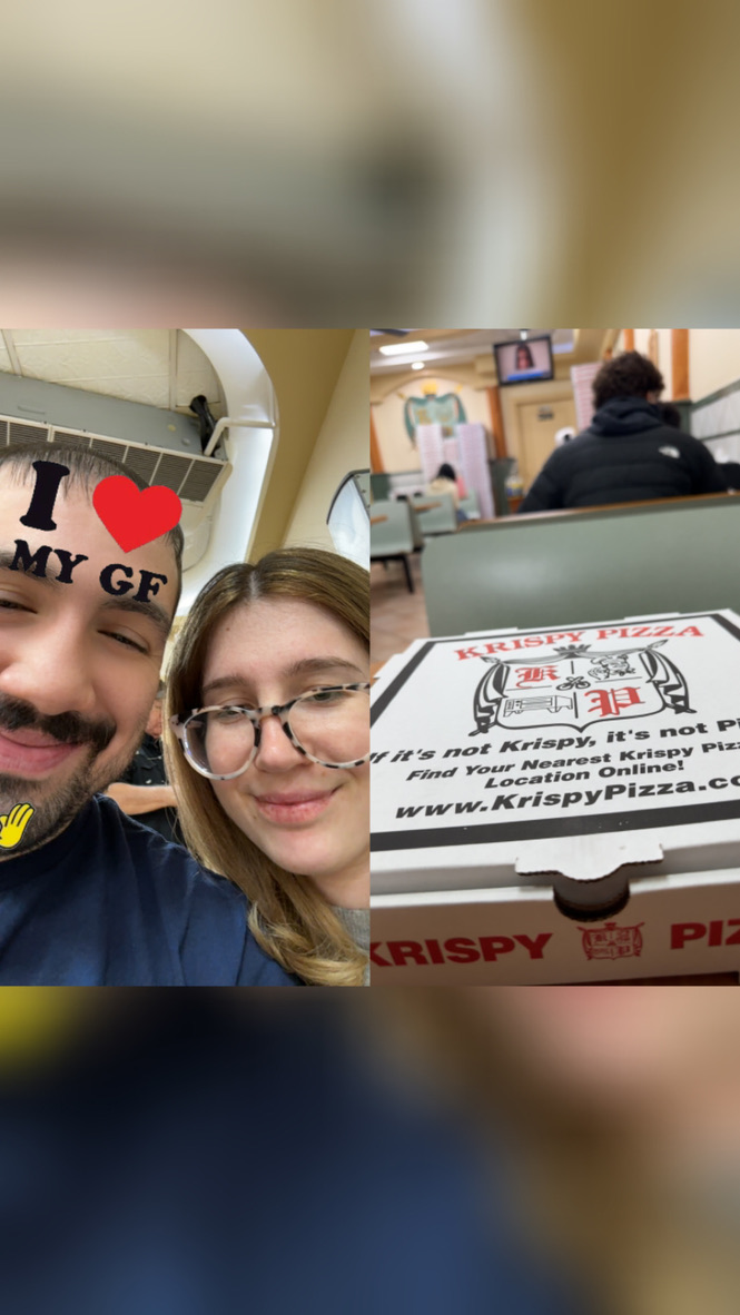 timaf and i selfie at pizzeria