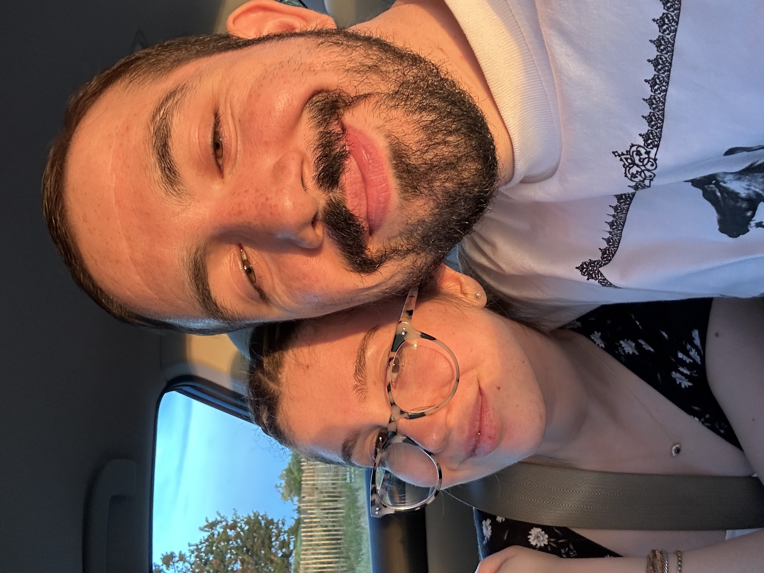 t and i posing for golden hour