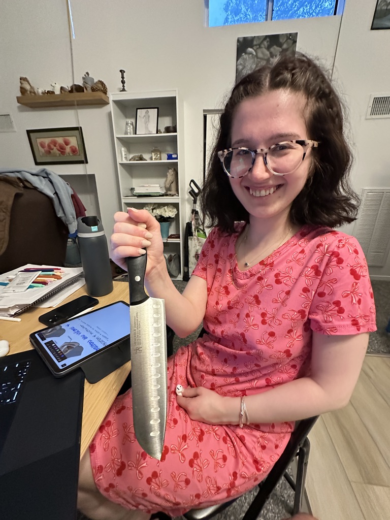 t with a knife